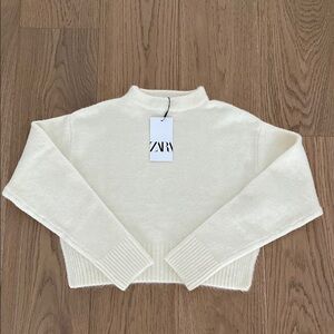 Zara Cream Mock Neck Sweater